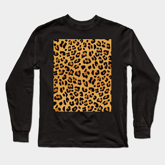 Leopard Print-Natural Long Sleeve T-Shirt by Pamelandia